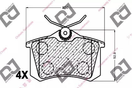 Комплект тормозных колодок, дисковый тормоз DJ PARTS BP1190